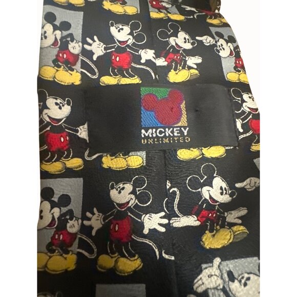 Mickey Unlimited Black Tie With Mickey Mouse all over Pattern - Picture 3 of 4